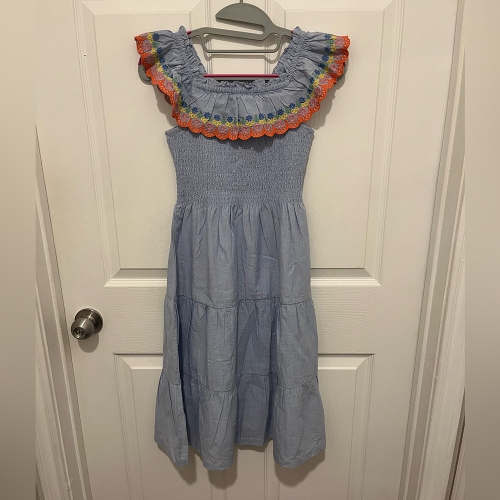 NWOT Boden Girls Blue Smocked Off
Shoulder Maxi Dress Embroidered 11-12 Y 152 cm